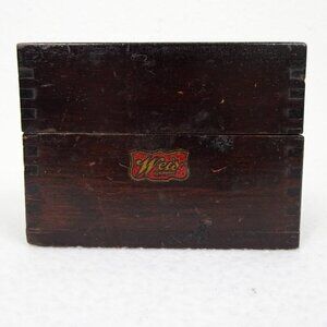 Vintage Antique Weis Wooden Dovetail Hinge Lid Index Recipe Wood Box